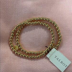 Talbots Elegant Gold Beaded Bracelet Duo